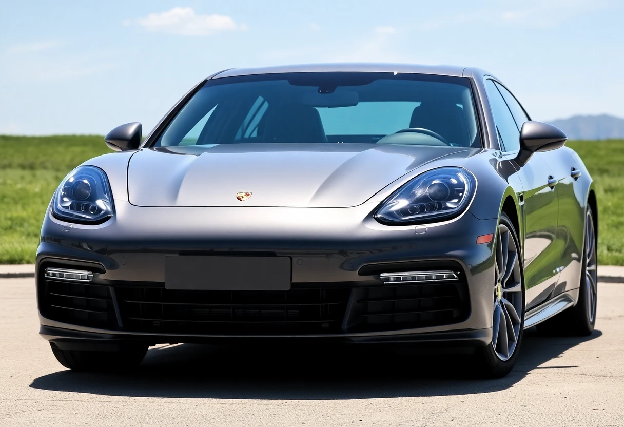 Porsche Panamera Turbo S, berline de luxe grise vue de face